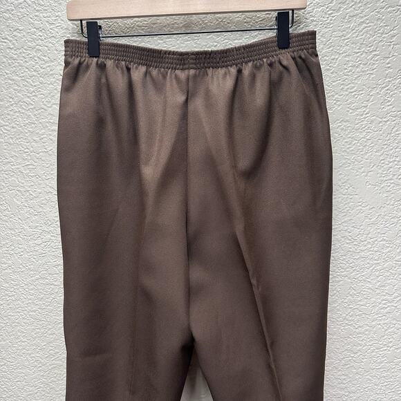Alfred Dunner Dress Pants Womens Sz Petites 10 Brown Pull on Stretch 2 Pockets - Picture 5 of 12
